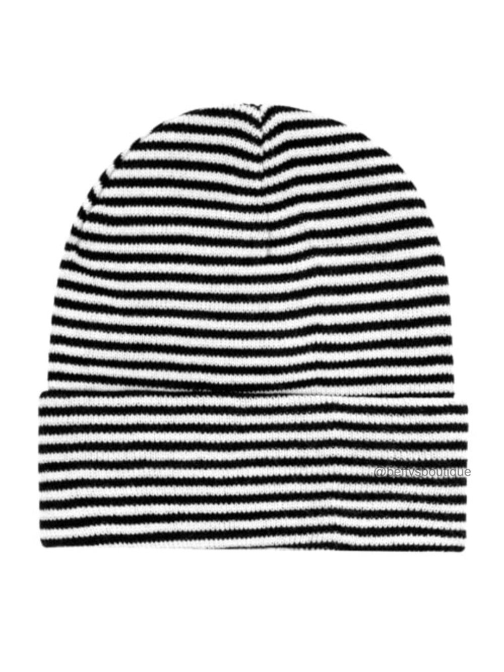 Unisex Striped Knit Beanie Hat Warm Acrylic Slouchy Winter Cap